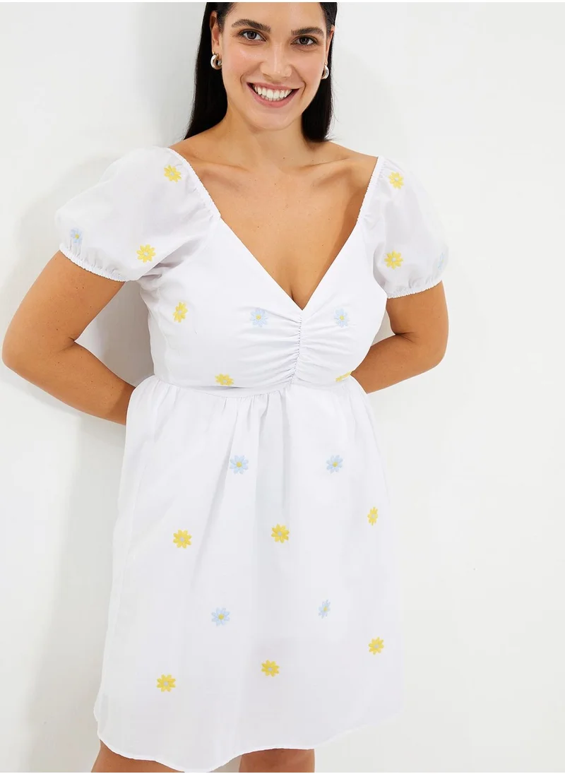 trendyol Embroidered Pleated Dress