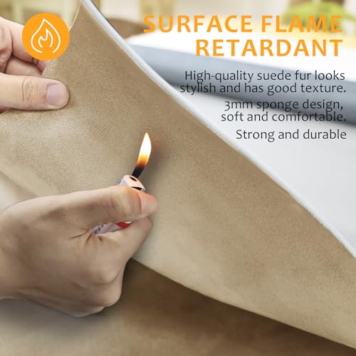 Wilaly Suede Headliner Fabric with Foam Backing Material - Automotive/Home Micro-Suede Headliner Flame Retardant Fabric for Car Replacement/Repair/DIY (Beige 36 * 60 Inch) - Image 2