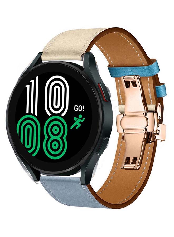 بيرفيي سوار بديل من الجلد الطبيعي لساعة سامسونج جالاكسي 4 مقاس 40/44 مم أزرق - Image 2