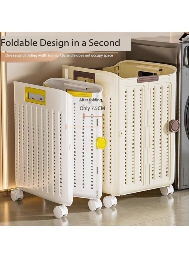 JOMILA Rolling Laundry Hamper.Large Capacity Clothes Hampers for Laundry, Plastic Collapsible Laundry Baskets with Wheels, Install-Free & Easy toTransport to Laundry Room - Image 2