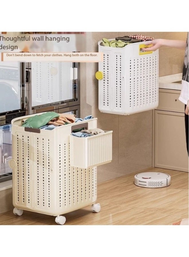 JOMILA Rolling Laundry Hamper.Large Capacity Clothes Hampers for Laundry, Plastic Collapsible Laundry Baskets with Wheels, Install-Free & Easy toTransport to Laundry Room - Image 5