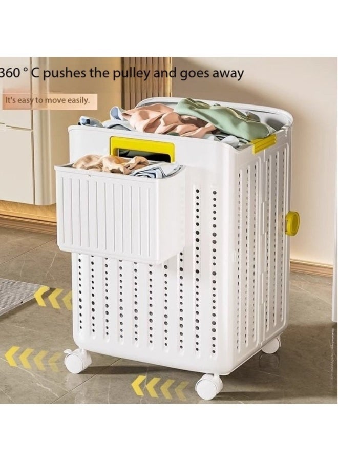 JOMILA Rolling Laundry Hamper.Large Capacity Clothes Hampers for Laundry, Plastic Collapsible Laundry Baskets with Wheels, Install-Free & Easy toTransport to Laundry Room - Image 3