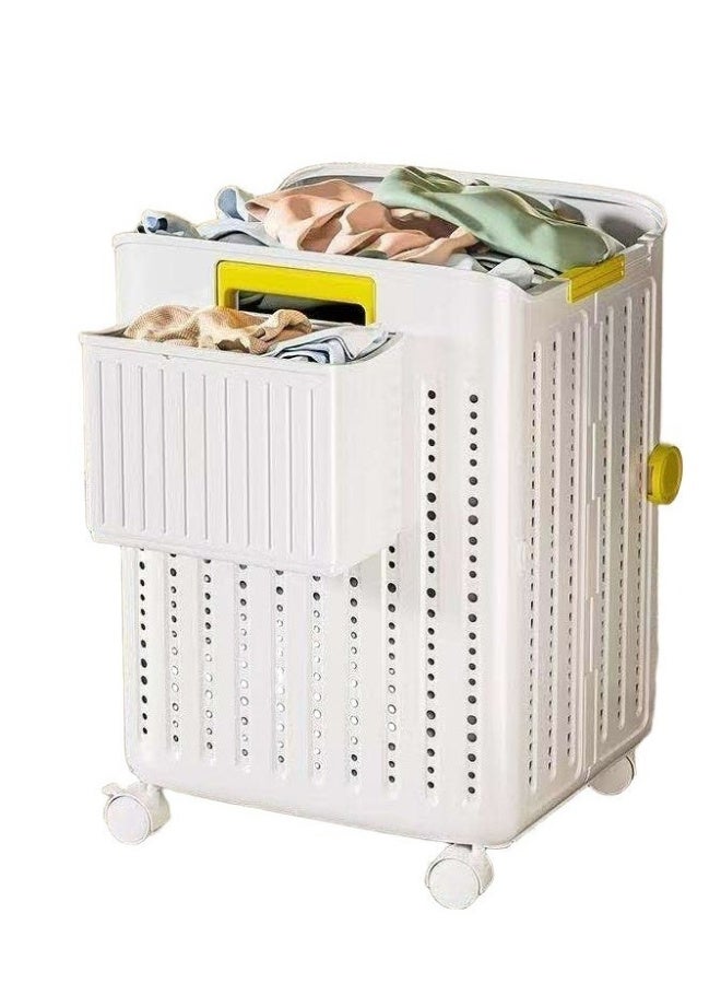 JOMILA Rolling Laundry Hamper.Large Capacity Clothes Hampers for Laundry, Plastic Collapsible Laundry Baskets with Wheels, Install-Free & Easy toTransport to Laundry Room - Image 1