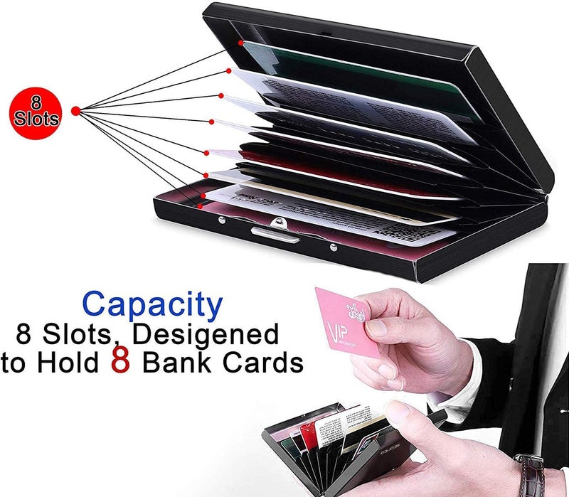Storite Black 8 Slots RFID Protected Metal Credit/Debit/ATM Card Holder Case Wallet for Men & Women (Black-9.5 x 6.5 x 1.5 CM) - Image 4