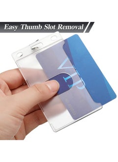 Marspark Hard Plastic Card Id Badge Holder With Keyring Heavy Duty Clear Card Holder Rigid Fuel Card Protector Keychain Secure Credit Card Id Holder Keychain With Thumb Slot (5 Pack)  - Image 3