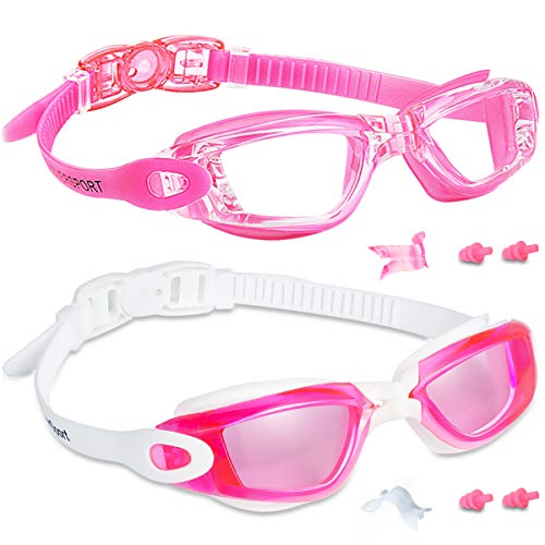 EverSport Kids Swim Goggles, Pack of 2 Swimming Goggles for Children Teens, Anti-Fog Anti-UV Youth Swim Glasses Leak Proof for Age4-16 - Image 1