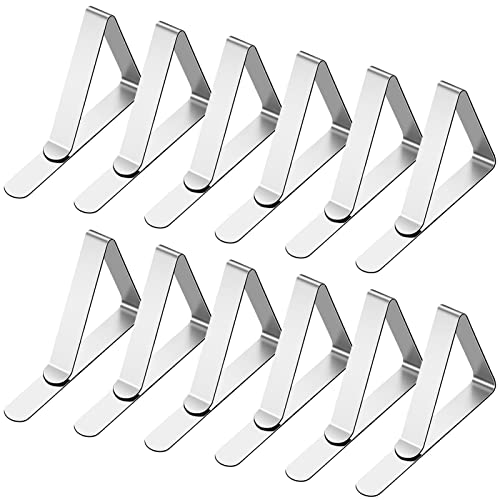 HOOSUN Tablecloth Clips Stainless Steel Picnic Table Cover Clamps for Kitchen Dining Party Outdoor Wedding and Picnics, Table Cloth Holder & Skirt Clips (12 Pack) - Image 1