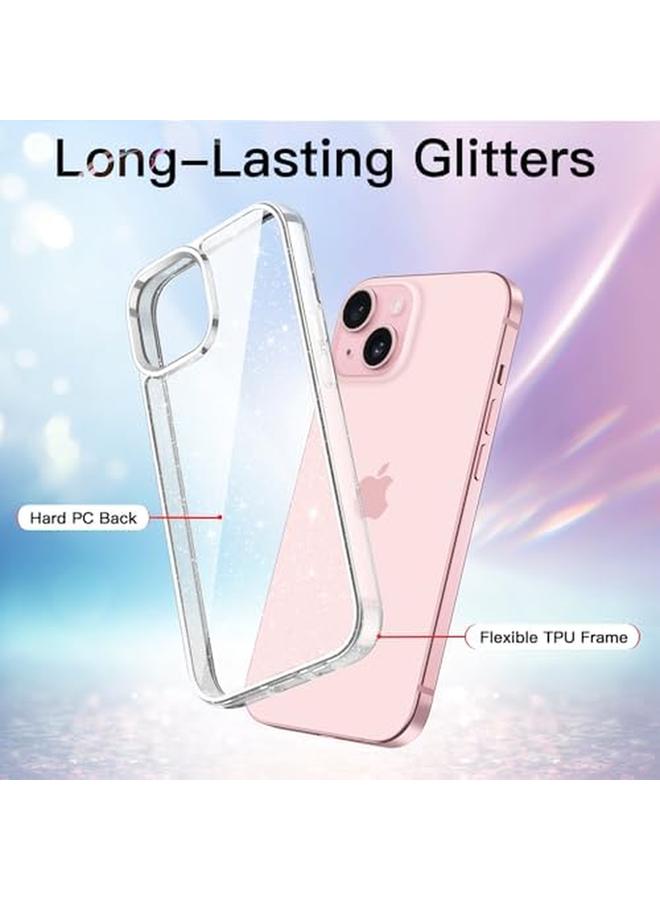 Jetech Glitter Case For Iphone 15 6.1 Inch Bling Sparkle Shockproof Phone Bumper Cover Cute Sparkly For Women And Girls Clear - Image 3