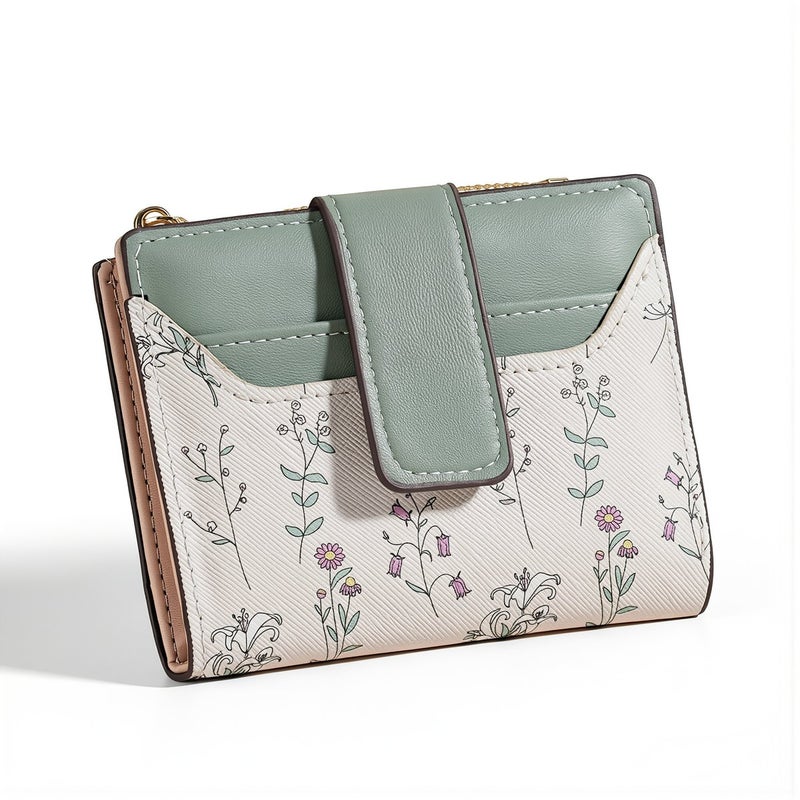 RFID Blocking Floral Women Wallet Anti Skimming Card Holder Beige Color - Image 2