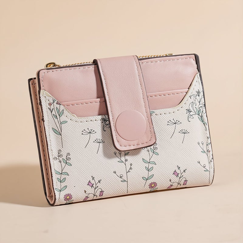 RFID Blocking Floral Women Wallet Anti Skimming Card Holder Beige Color - Image 3