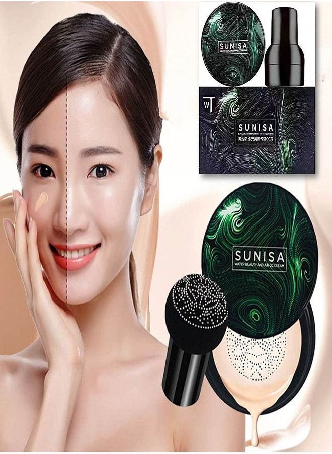 SUNISA - كريم أساس Sunisa Mushroom Head Air Cushion CC كريم أساس يدوم طويلاً لتغطية العيوب، ويوحد لون البشرة، مناسب لجميع أنواع البشرة - Image 1