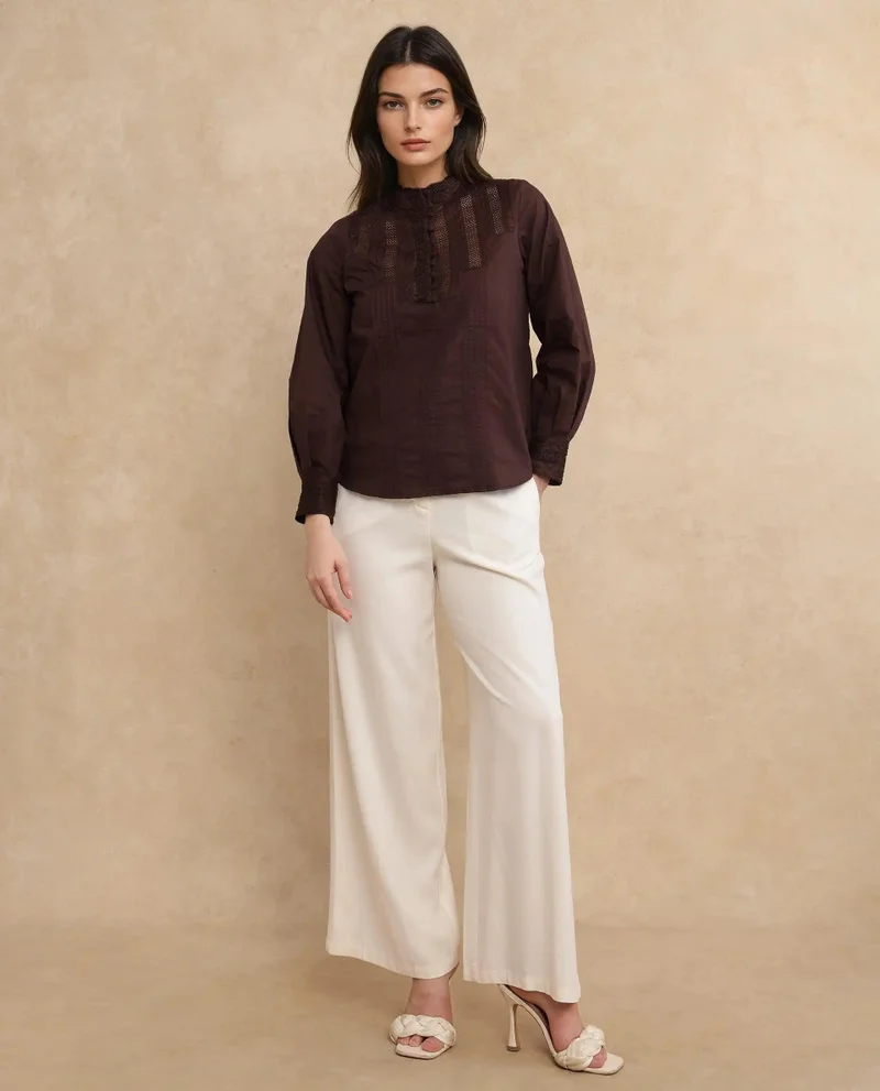 Rareism Women's High Neck Plain Top