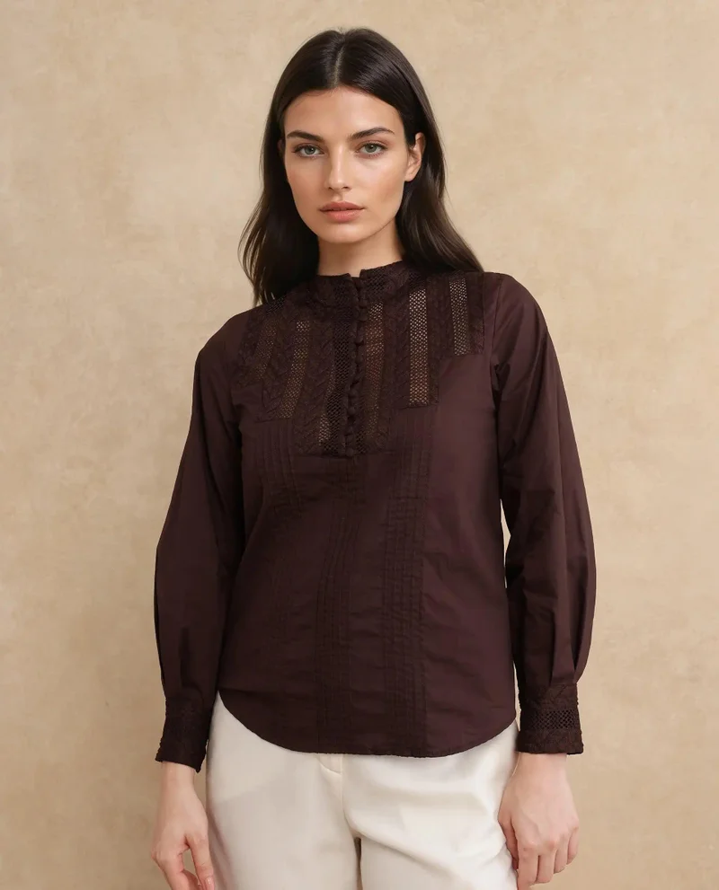 Rareism Women's High Neck Plain Top
