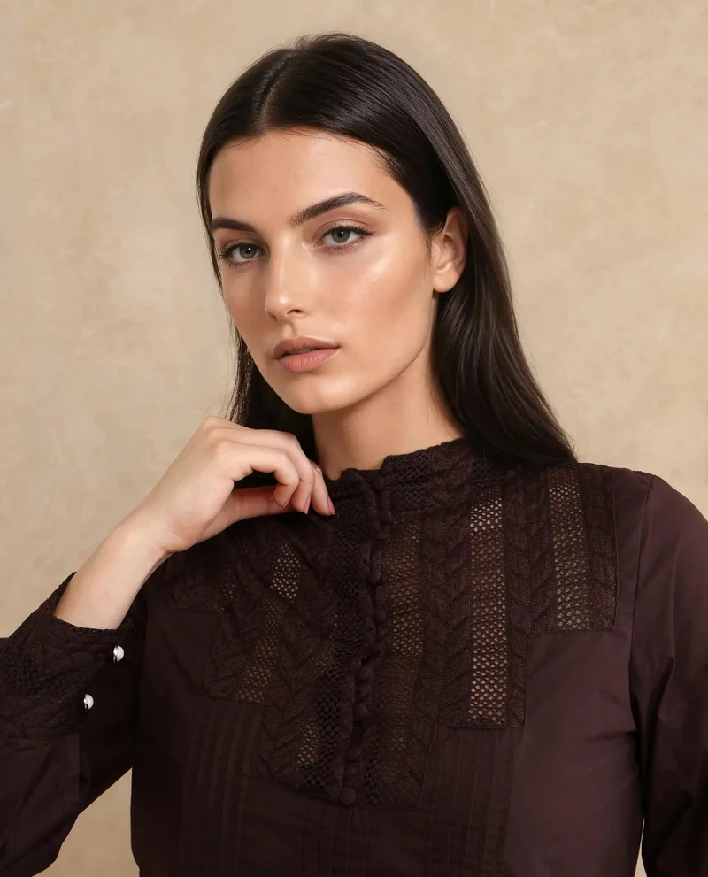Rareism Women's High Neck Plain Top