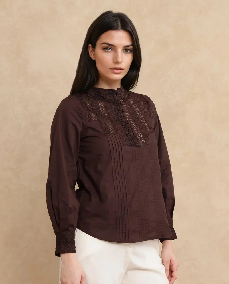 Rareism Women's High Neck Plain Top
