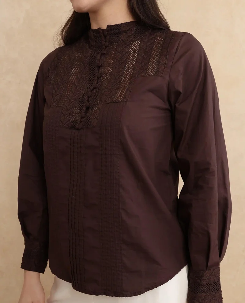 Rareism Women's High Neck Plain Top