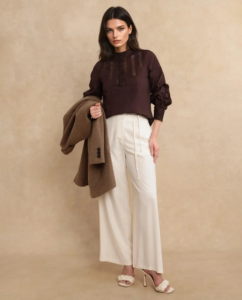 Rareism Women's High Neck Plain Top