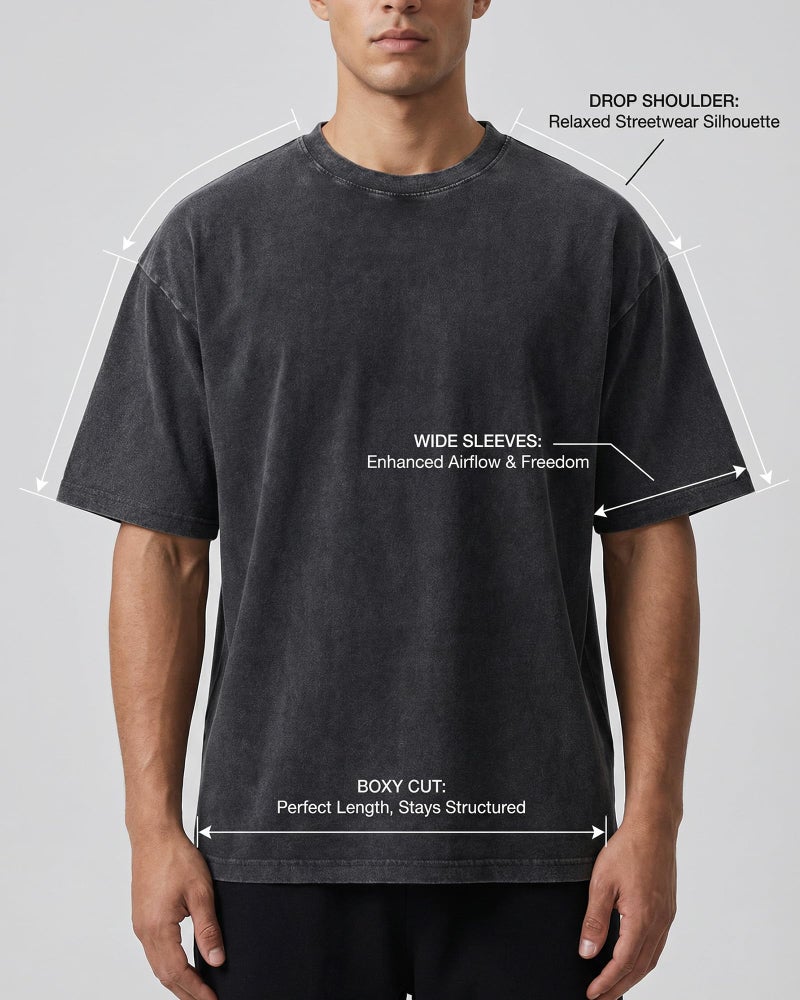 BlissBuggy Men's Oversized T-Shirts Heavyweight Cotton, Unisex Vintage Acid Wash Drop Shoulder Baggy Fit Tee Tops - Image 4