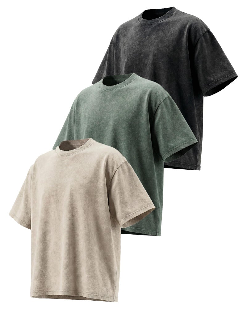 BlissBuggy Men's Oversized T-Shirts Heavyweight Cotton, Unisex Vintage Acid Wash Drop Shoulder Baggy Fit Tee Tops - Image 1