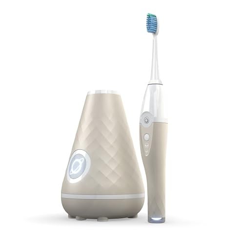 TAO Clean UV Sanitizing Sonic Toothbrush and Cleaning Station Electric Toothbrush Dual Speed Setting Sandstone - Image 1