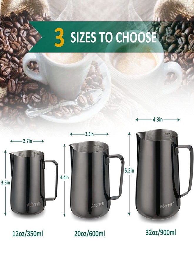 Adorever Milk Frothing Pitcher, 350ml (12oz) Steaming Pitchers Stainless Steel Milk Coffee Cappuccino Latte Art Barista Steam Pitchers Milk Jug Cup with Decorating Art Pen, Bright Black - Image 2