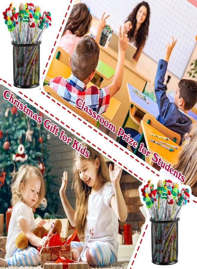 FOIMAS مجموعة أقلام رصاص عيد الميلاد من فويماس، 24 قلمًا متعدد الرؤوس قابل للتكديس مع أغطية، أقلام رصاص على شكل بابا نويل ورجل ثلج للأطفال والطلاب، هدايا مثالية لعيد الميلاد. - Image 5