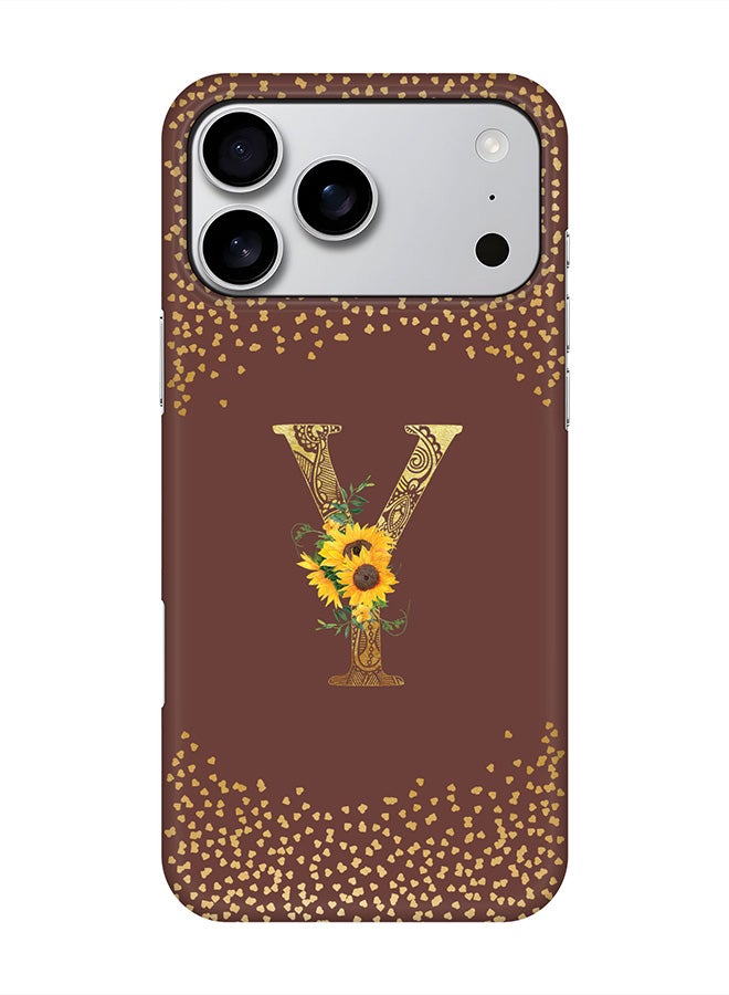 Stylizedd For iPhone 17 Pro Max,Case, [Compatible with MagSafe] Magnetic cover Slim fit Protection Matte, - Custom Floral Monogram - Y  (Brown )