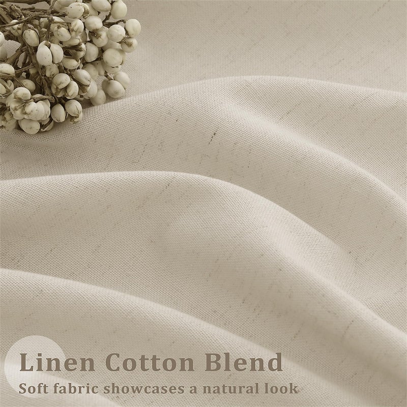 DUKIYO Greyish Beige Extra Wide Pinch Pleat Linen Curtains 84 Inches Long for Living Room Sliding Glass Door 72 Inch Wide Curtain Oatmeal Boho Pleated Drape with Hooks Rings Sheer 72x84 Large Window Drapes - Image 5