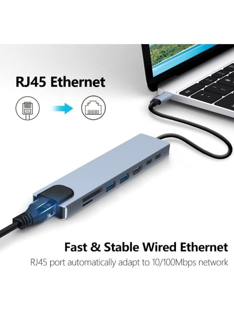 traditious USB C Hub 8 in 1 Multiport Adapter – Type C Dock with 4K HDMI, PD Charging, Ethernet Port, USB-C, 2 USB 3.0, SD/TF Card Reader – Compatible with MacBook Pro, Dell XPS, iPad Pro, and More Type-C Devices  - Image 5