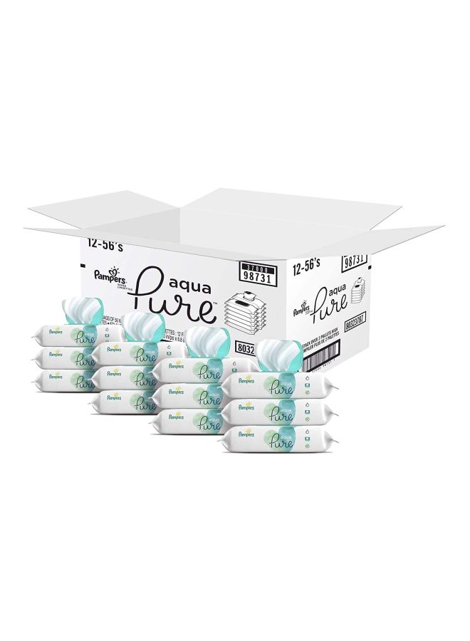 Pampers Aqua Pure Baby Wipes 12 Pop-Top Packs x 56 Wipes, 672 Count - Image 2