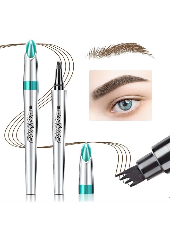 OETUIOW Eyebrow Pencil Eyebrow Microblading Pen - Eye Makeup Eyebrow Pen Micro 4 Point Brow Pen Lift & Snatch Eyebrow Microblading Pen Long-Lasting Waterproof Natural Eyebrow Hair (Dark Brown) - Image 1