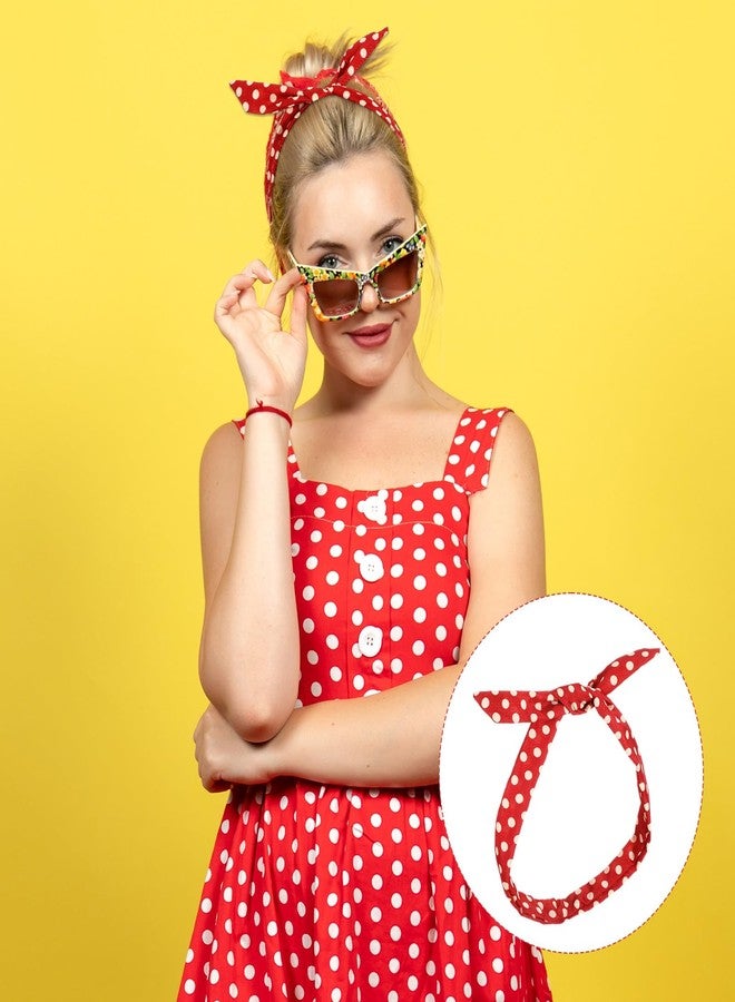 guduling 3ps Polka Dot Headbands for Women, Polka Dot Headband, Vintage Wire Headbands, 50s Costume Hair Accessories for Women and Girls(Black, White, Red - Image 3