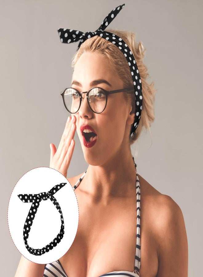 guduling 3ps Polka Dot Headbands for Women, Polka Dot Headband, Vintage Wire Headbands, 50s Costume Hair Accessories for Women and Girls(Black, White, Red - Image 5