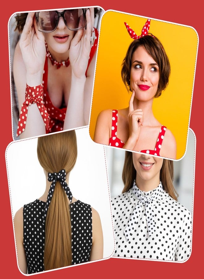 guduling 3ps Polka Dot Headbands for Women, Polka Dot Headband, Vintage Wire Headbands, 50s Costume Hair Accessories for Women and Girls(Black, White, Red - Image 4