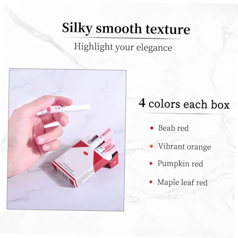 4pcs Matte Lipstick Set for Women Small Portable Korean Velvet Lip Makeup Tools Lightweight Non-sticky Lip Gloss for Parties Travel Office and Daily Use - Image 3