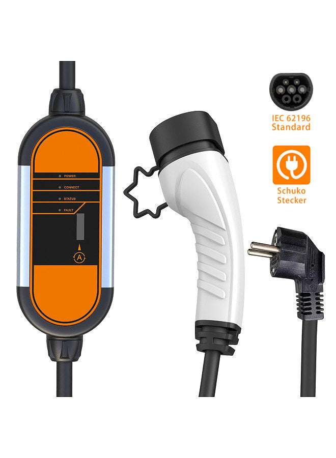 EV Charger, Portable Aluminum Alloy EV Charger with Extension Cord Overvoltage Protection Carry Bag
