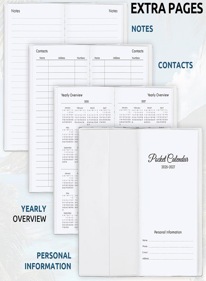 KONVINIT Pocket Calendar 2025-2027, Small Monthly Planner 2025-2027 - 3.7" x 6.7" - Runs from July 2025 Until December 2027, Pocket Calendar 2026 with Beach Cover for Planning - Image 3