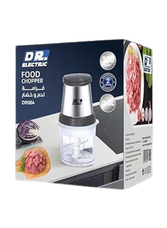 دكتور إلكتريك فرامة لحم وخضار كهربائية، 300 واط، 0.6 لتر، فرم اللحم والخضار، موديل DR064، ستانلس ستيل - Image 1
