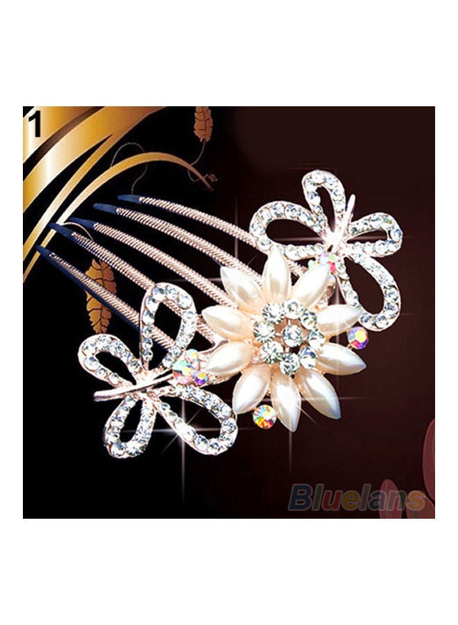 نيبمينينت مشط شعر بتصميم طاووس مرصع بأحجار الراين واللؤلؤ الصناعي متعدد الألوان 0.051كجم - Image 5