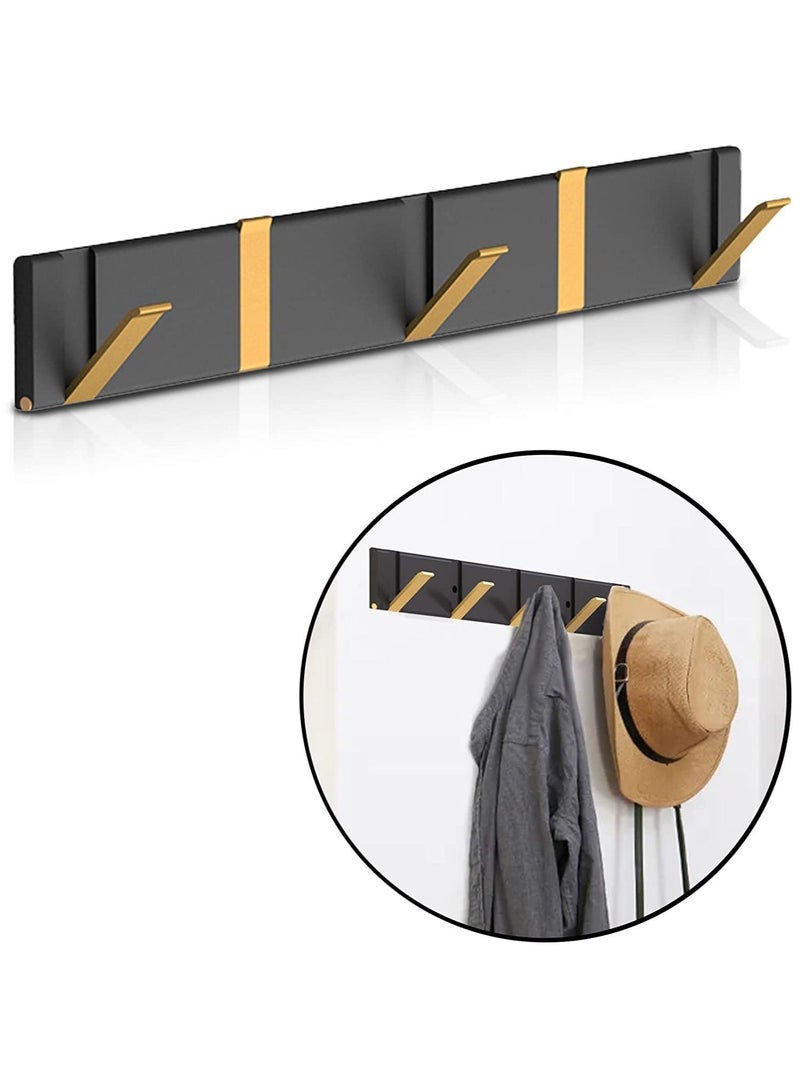 SYOSI Coat Hooks Wall Mounted 5 Hook Black Door Hat Coat Rack Foldable Bathroom Towel Hanger Walls Clothes Rail Coats Hooks Small Entrance Hook Wall-mounted Folding Space Saving Aluminum backpack Coat Racks  - Image 1