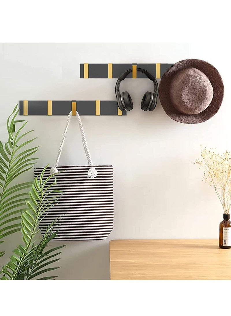 SYOSI Coat Hooks Wall Mounted 5 Hook Black Door Hat Coat Rack Foldable Bathroom Towel Hanger Walls Clothes Rail Coats Hooks Small Entrance Hook Wall-mounted Folding Space Saving Aluminum backpack Coat Racks  - Image 5