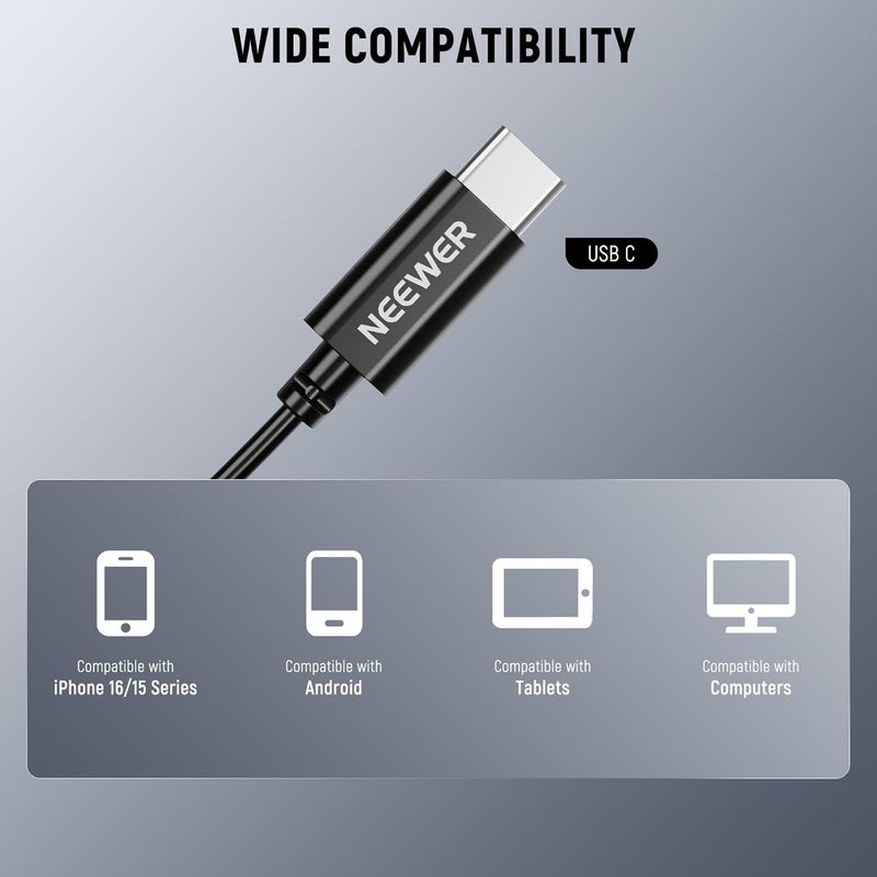 Neewer Mini USB C Lavalier Microphone 2 Pack Compatible with iPhone 16 15 Pro Max Android Phone Tablet PC, Clip On Omnidirectional Condenser Lapel Mic with 2m/6.6ft Cable - Image 3