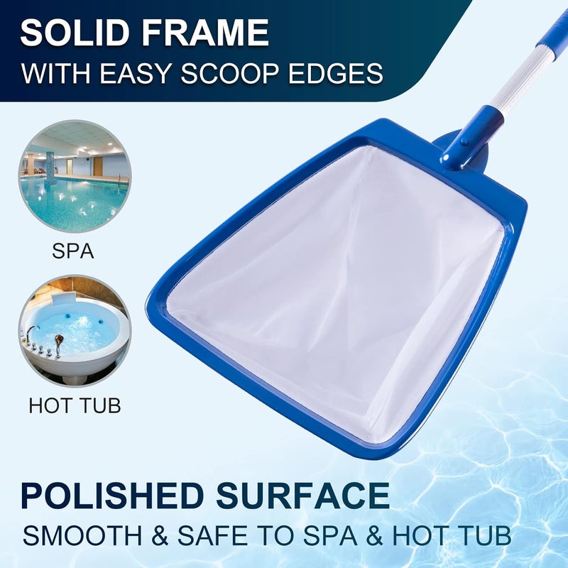 POOLAZA شبكة تنظيف حوض الاستحمام الساخن من POOLAZA، محمولة، مخصصة للاستخدام في الحمامات السباحية والمسابح المهنية، مزودة بمقبض من الألمنيوم، تتميز بشبكة ناعمة جدًا ودقيقة، مناسبة لتنظيف الحمامات الصغيرة، تعتبر ترقية ممتازة لشبكات تنظيف حوض الاستحمام الساخن المتينة والعملية. - Image 3