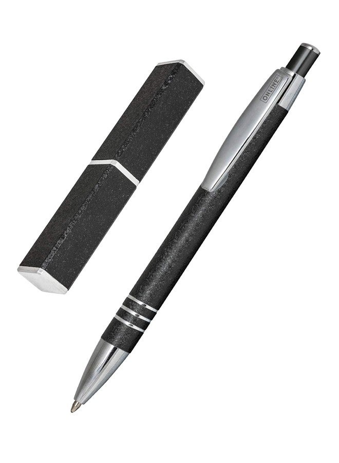 Online Graphite Black Ball Pen 43030 / noble metal biro, retractable ball pen made of aluminum, replaceable refill, black writing color, exclusive case, colour black - Image 1