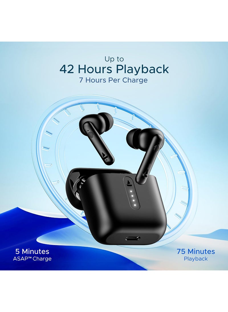 boAt Airdopes 141 Bluetooth TWS Earbuds With 42H Playtime,Low Latency Mode For GamIng, ENx Tech, IWP, IPX4 Water Resistance, Smooth Touch Controls Bold Black - Image 3