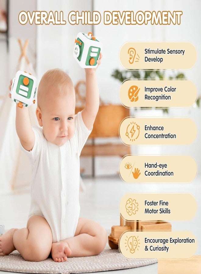 Lupro Montessori Busy Cube & Board Travel Toys for Toddlers 1-3 Years Sensory Learning Activity Toy for Boys & Girls Educational Gift for Kids (Green) - Image 3