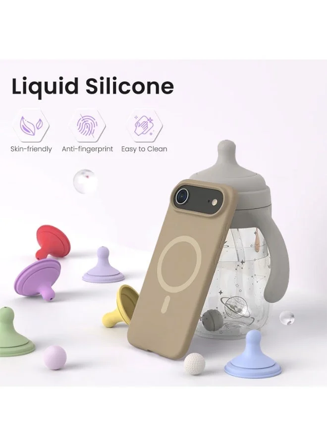 موبكوس جراب Mobcos iPhone 17 Air بني اللون، بتصميم Elite Ring، مصنوع من السيليكون الفاخر، مزود بخاصية الشحن اللاسلكي المغناطيسي | ملمس ناعم كالحرير | حماية فائقة ضد الصدمات بمعايير عسكرية | توافق مغناطيسي قوي | غطاء أنيق وفاخر