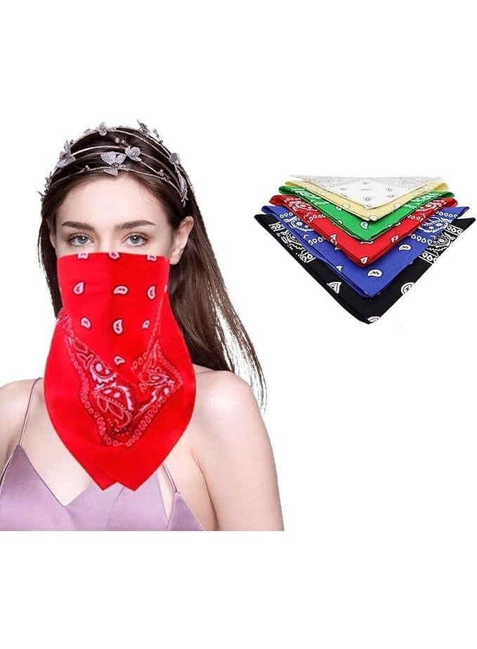 6 Pcs Bandanas for Men Women, Scarf Paisley Headbands, Square Bandanas, Face Shield Headwear for Hip-Hop Cycling, Multifunction Headbands, Cowboy Bandana Handkerchiefs, 53x53 cm - Image 1
