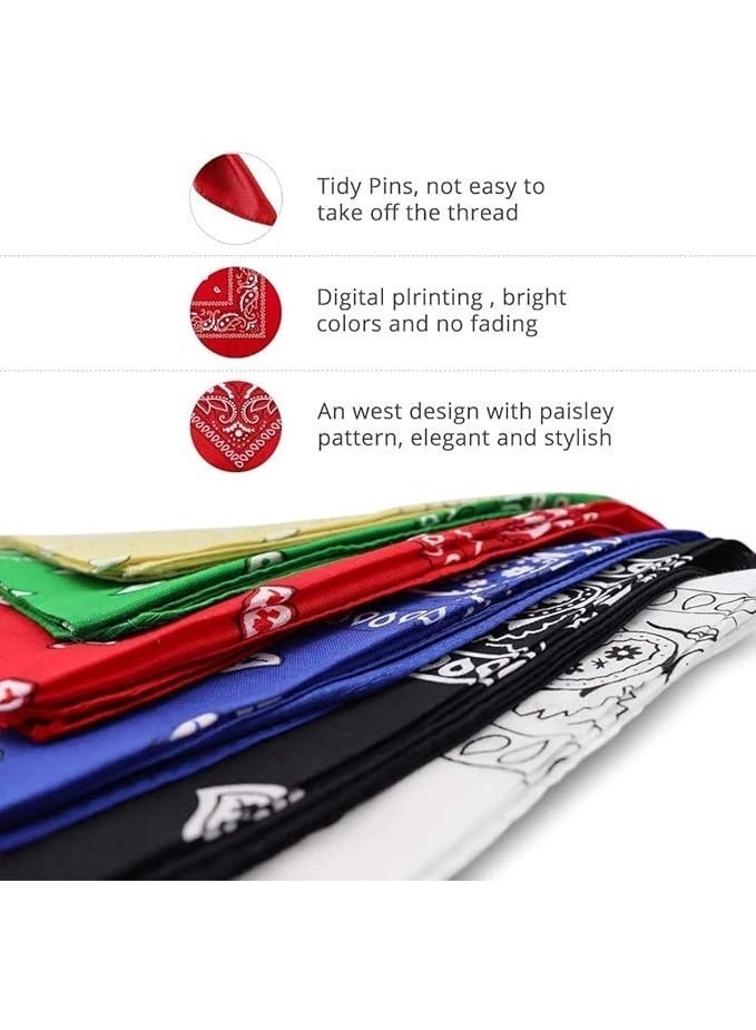6 Pcs Bandanas for Men Women, Scarf Paisley Headbands, Square Bandanas, Face Shield Headwear for Hip-Hop Cycling, Multifunction Headbands, Cowboy Bandana Handkerchiefs, 53x53 cm - Image 3