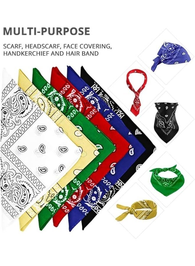 6 Pcs Bandanas for Men Women, Scarf Paisley Headbands, Square Bandanas, Face Shield Headwear for Hip-Hop Cycling, Multifunction Headbands, Cowboy Bandana Handkerchiefs, 53x53 cm - Image 4